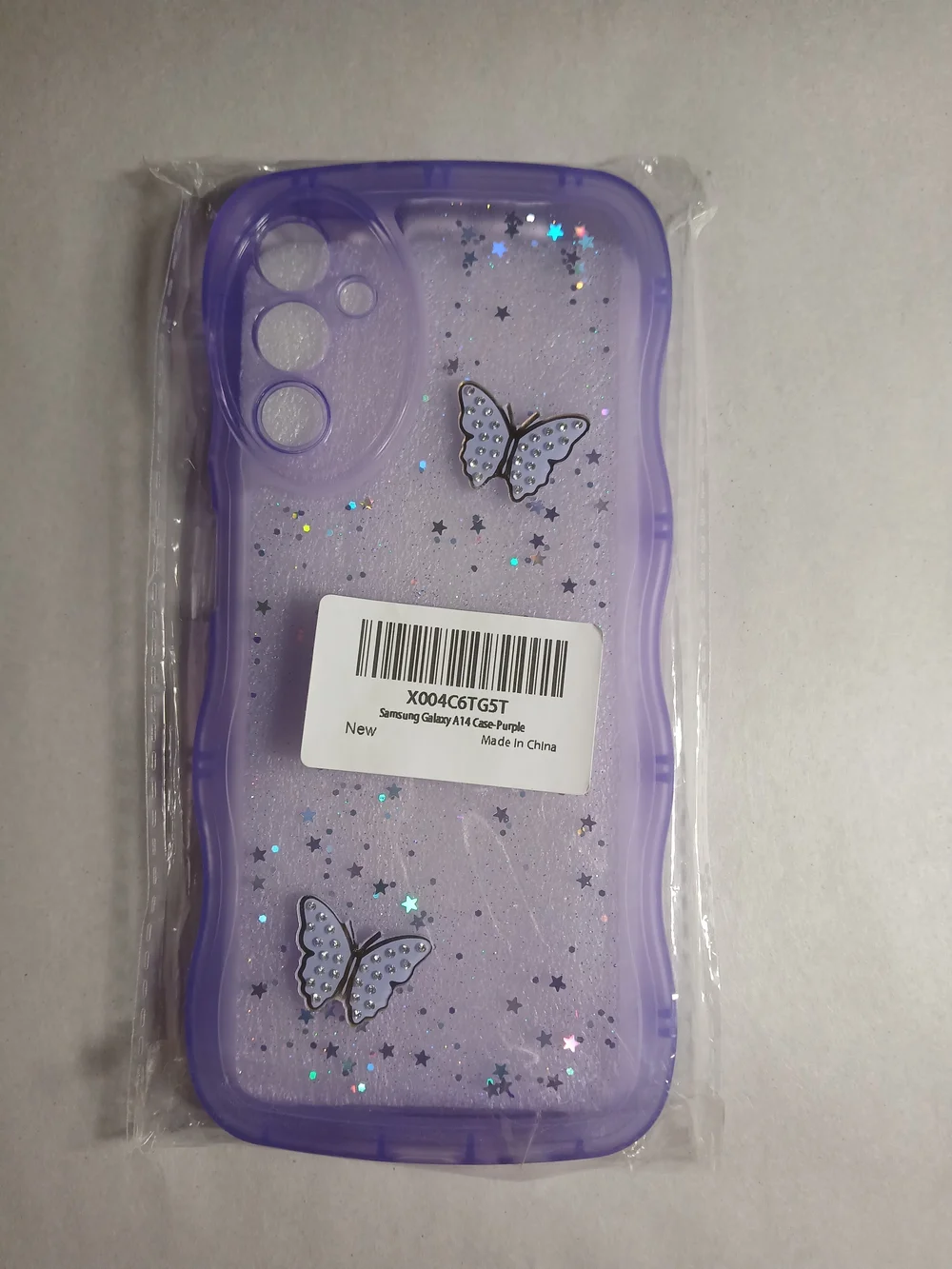 Samsung Galaxy A14 Purple Glitter Butterfly Phone Case New